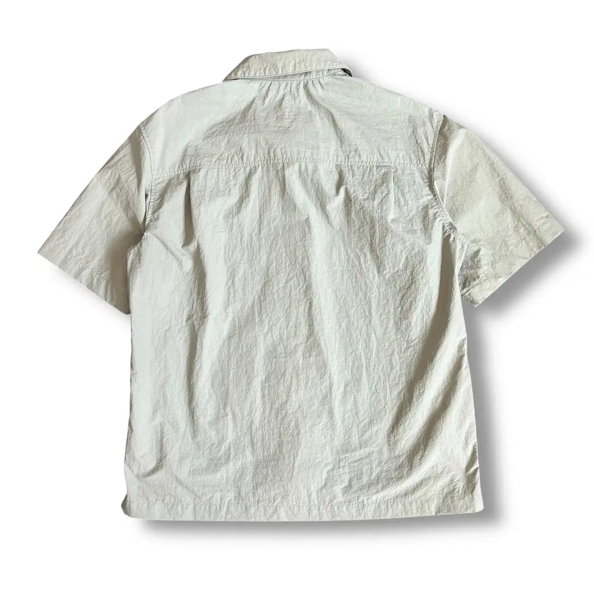 EDDIE BAUER(エディー・バウアー) ライト カーキ ナイロン コットン ワンポケット 半袖 シャツ L