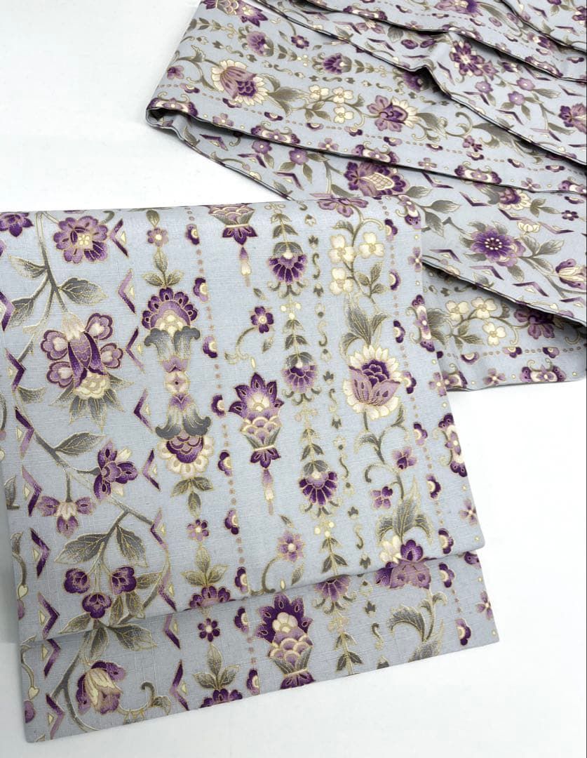  岡重 京友禅 結城紬 全通 九寸名古屋帯 ♥品 正絹 D 313 名古屋帯 帯