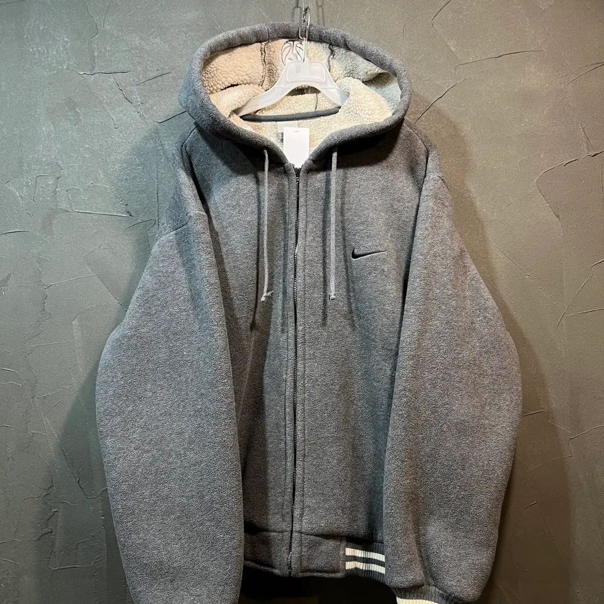 L リー バスケット フリース フーディー ジップアップ グレー
