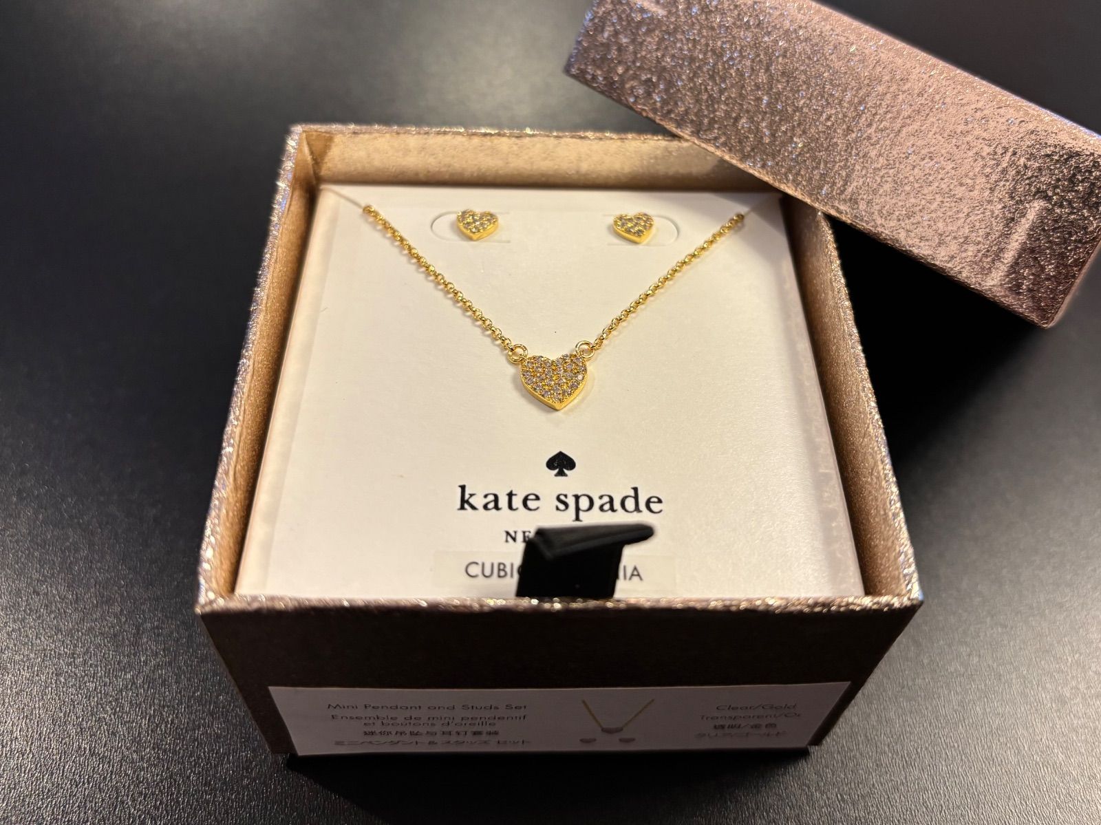 美品 kate spade ネックレス ピアス セット ゴールド パール ハート 美 