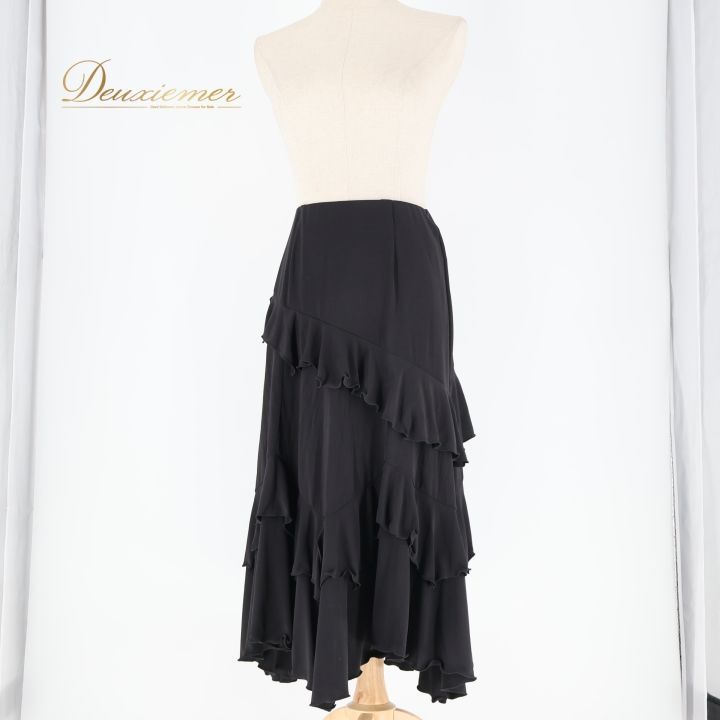 チャコット　社交ダンススカート　ブラック 社交ダンス 衣装 スカート ブラック系 チャコット Chacott 黒 無地