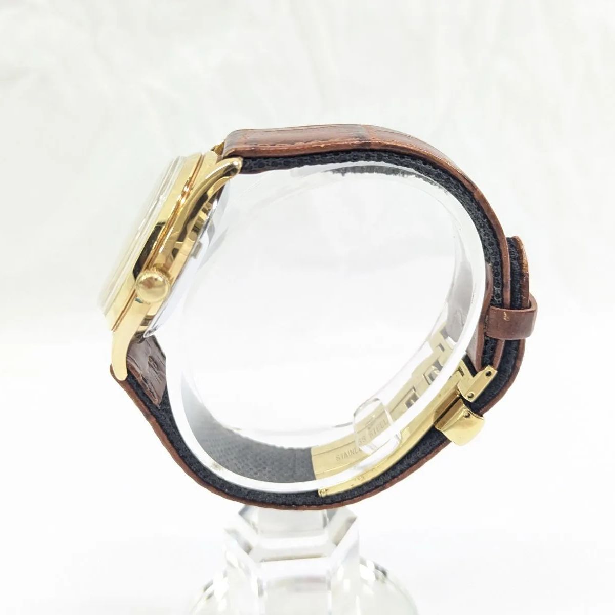  稼働 ORIENT STAR オリエントスター EW00 A0 パワーリザーブ 自動巻き ゴールドカラー ホワイト系 自動巻き時計 腕時計(アナログ)