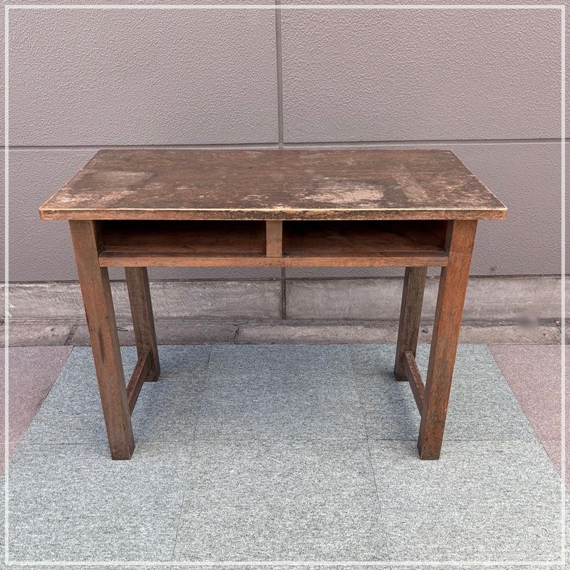 レトロ 木製デスク 机 ウッド 事務机 学習 書斎 ビンテージ 引き出し