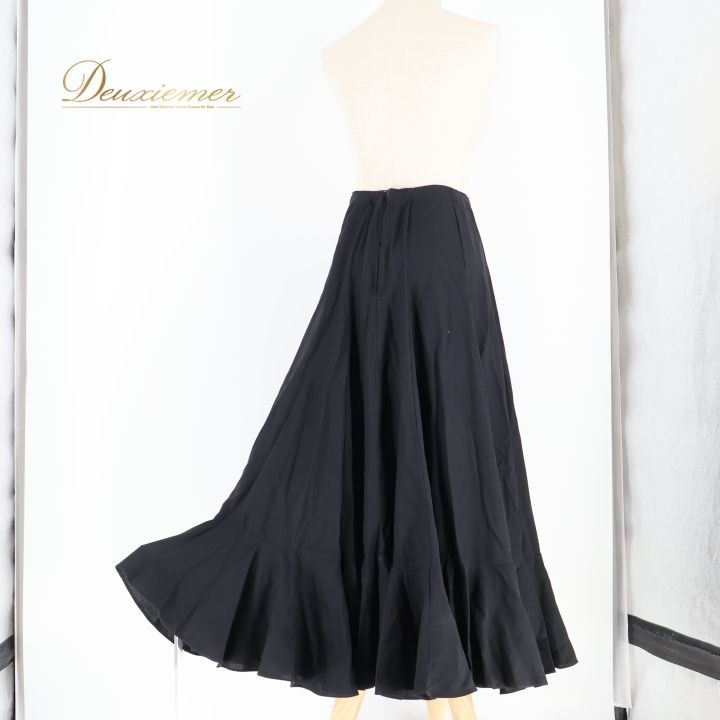 フラメンコ 衣装 ファルダ スカート 黒 無地 ボランテ フリル レッスン