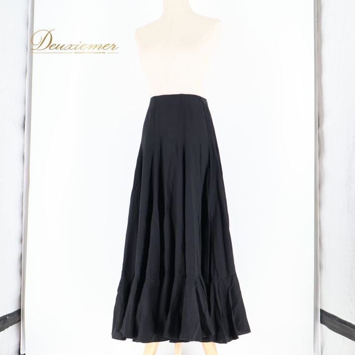 フラメンコ 衣装 ファルダ スカート 黒 無地 ボランテ フリル レッスン