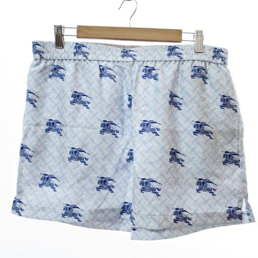 バーバリー BURBERRY タグ付 TBロゴ 総柄 シルク ショートパンツ