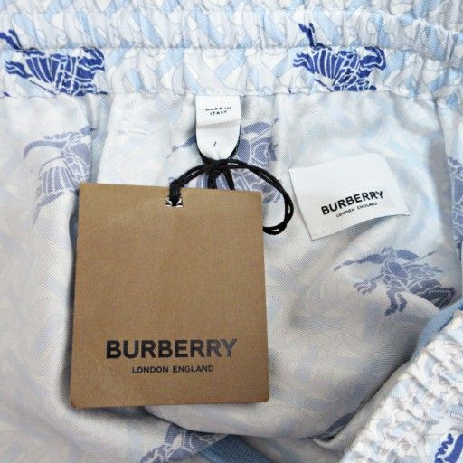 バーバリー BURBERRY タグ付 TBロゴ 総柄 シルク ショートパンツ
