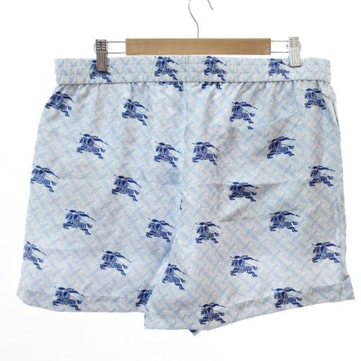 バーバリー BURBERRY タグ付 TBロゴ 総柄 シルク ショートパンツ
