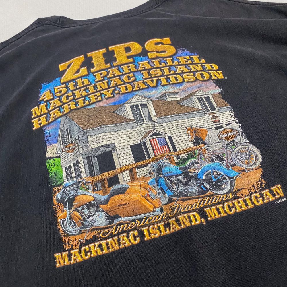 希少】ハーレーダビッドソン Tシャツ 両面プリント 鷲 イーグル 黒 2XL