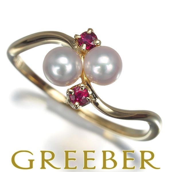 ミキモト リング ベビーパール 真珠 4.1mm ルビー 11号 K18YG #182622
