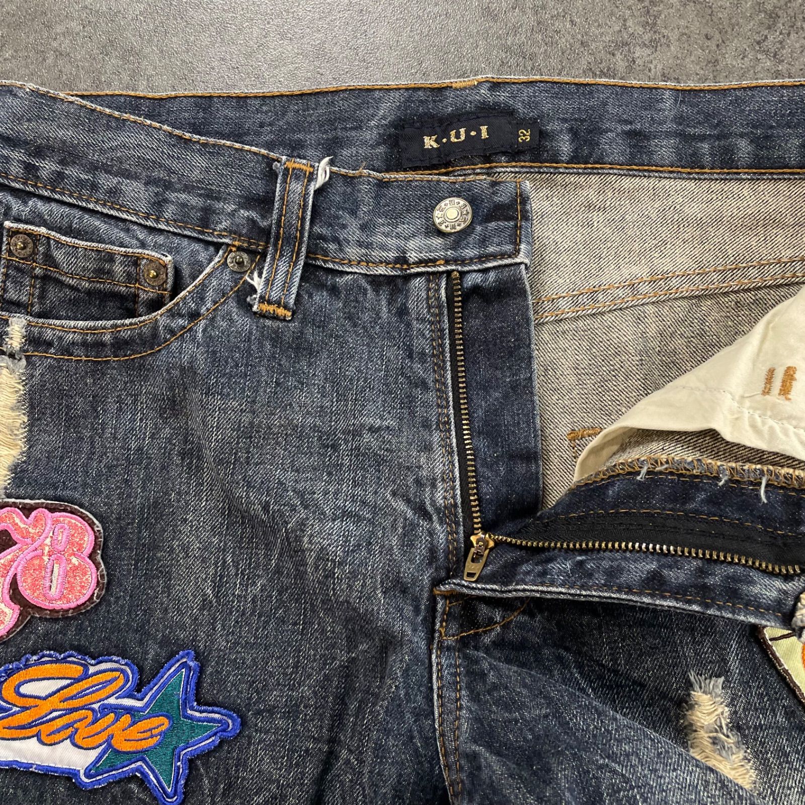 K・U・I Denim Damage Jeans Y2K Japanese Label お兄系 デニム
