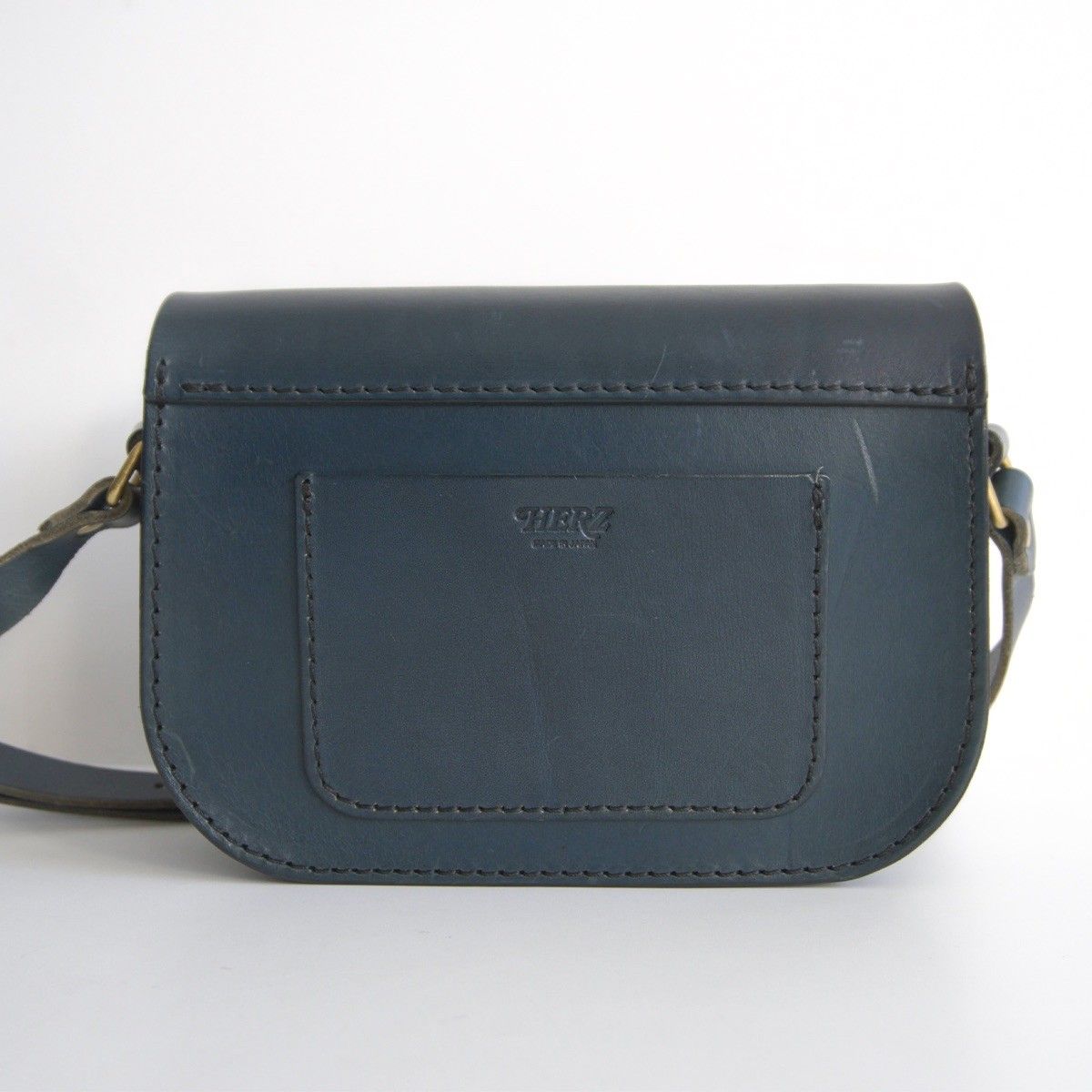 特別カラー|ネイビー HERZ ヘルツ オールレザー ぷっくり ショルダー バッグ