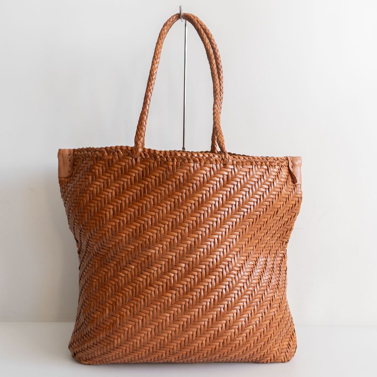 DRAGON レザー メッシュ ハンド バッグ ブラウン 編み込み ドラゴン