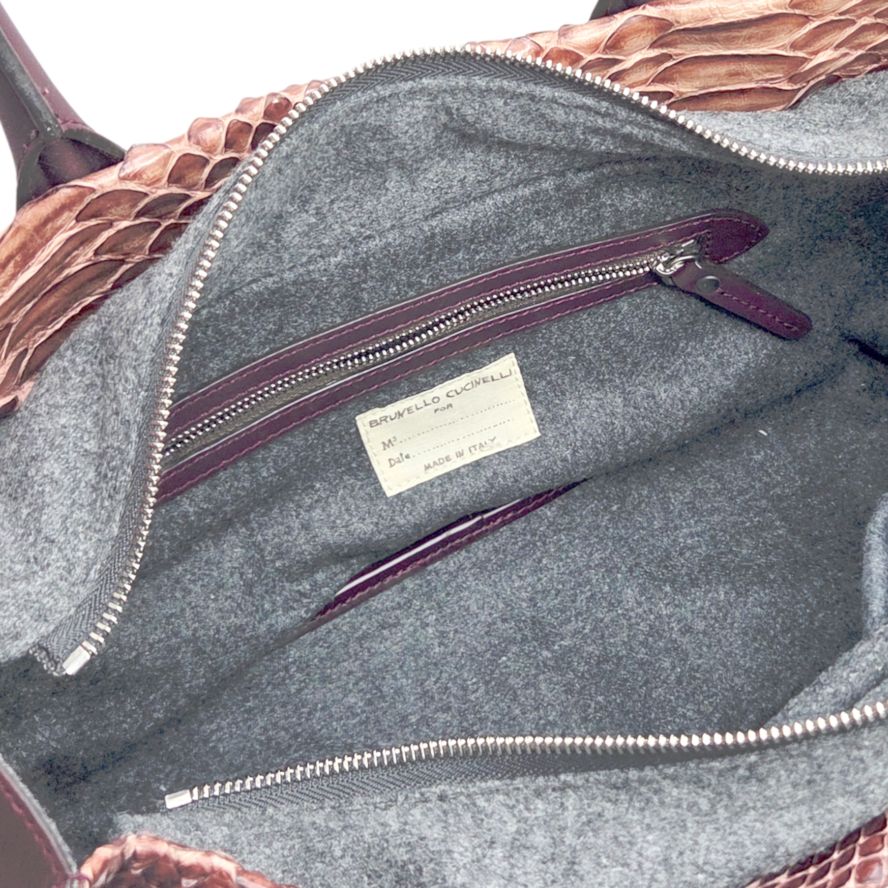 中古】BRUNELLO CUCINELLI ブルネロクチネリ パイソン ハンドバッグ