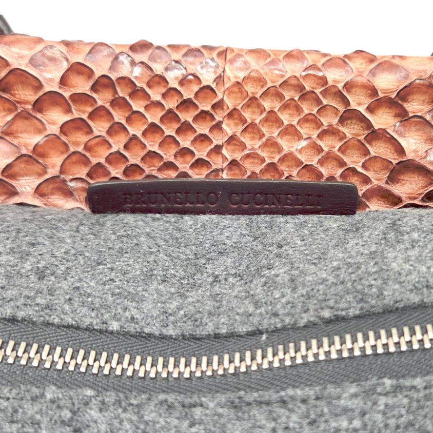 中古】BRUNELLO CUCINELLI ブルネロクチネリ パイソン ハンドバッグ
