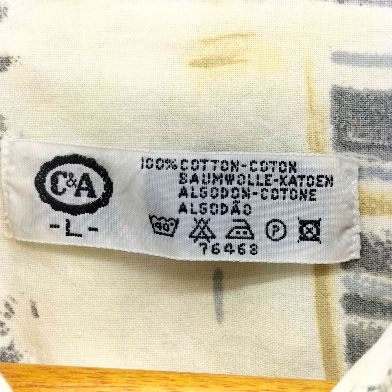 ユーズドフルギ USED古着 80-90S C&A 総柄 コットン S/S シャツ メンズ