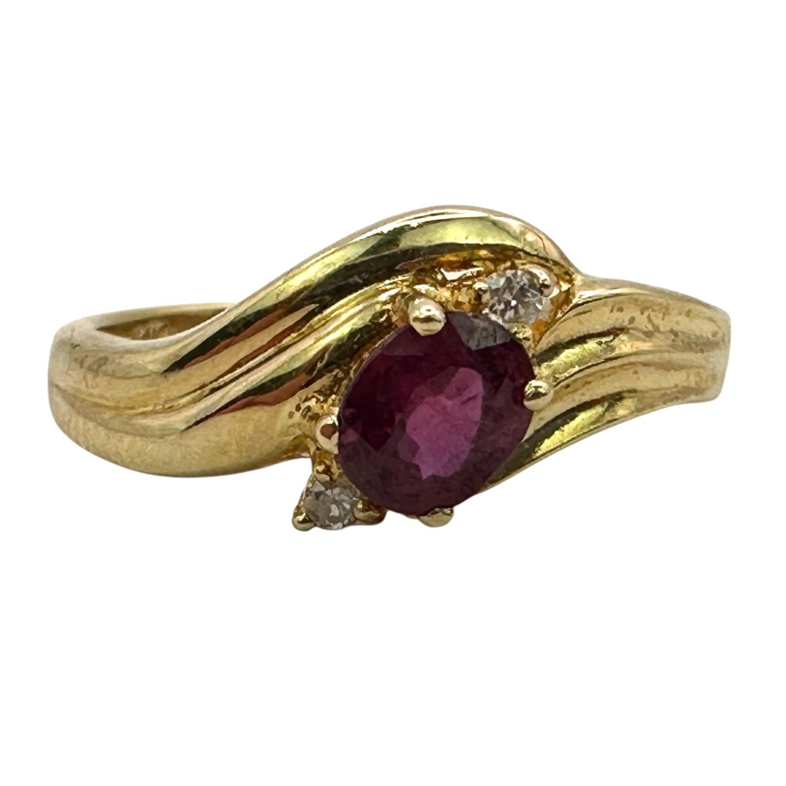 K14 ルビー・ダイヤモンド付きリング 2.2g 6号 レディース