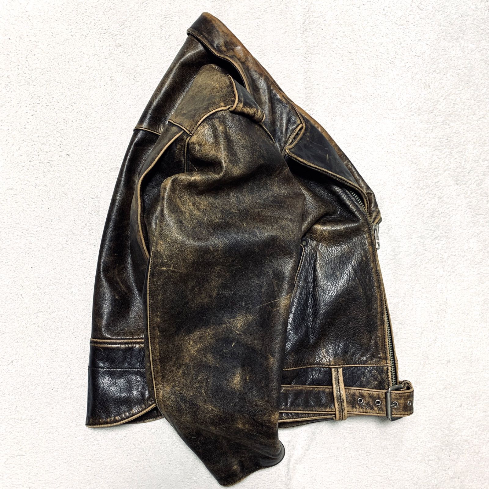 CHEVIGNON レザージャケット ライダースジャケット ダブル 牛革 茶芯