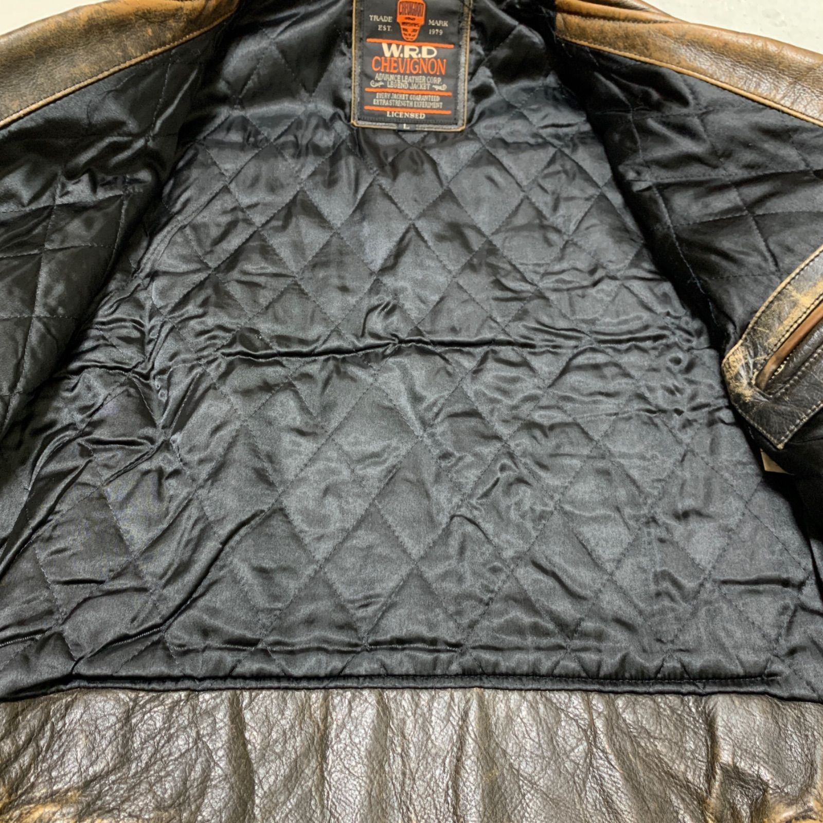 CHEVIGNON レザージャケット ライダースジャケット ダブル 牛革 茶芯