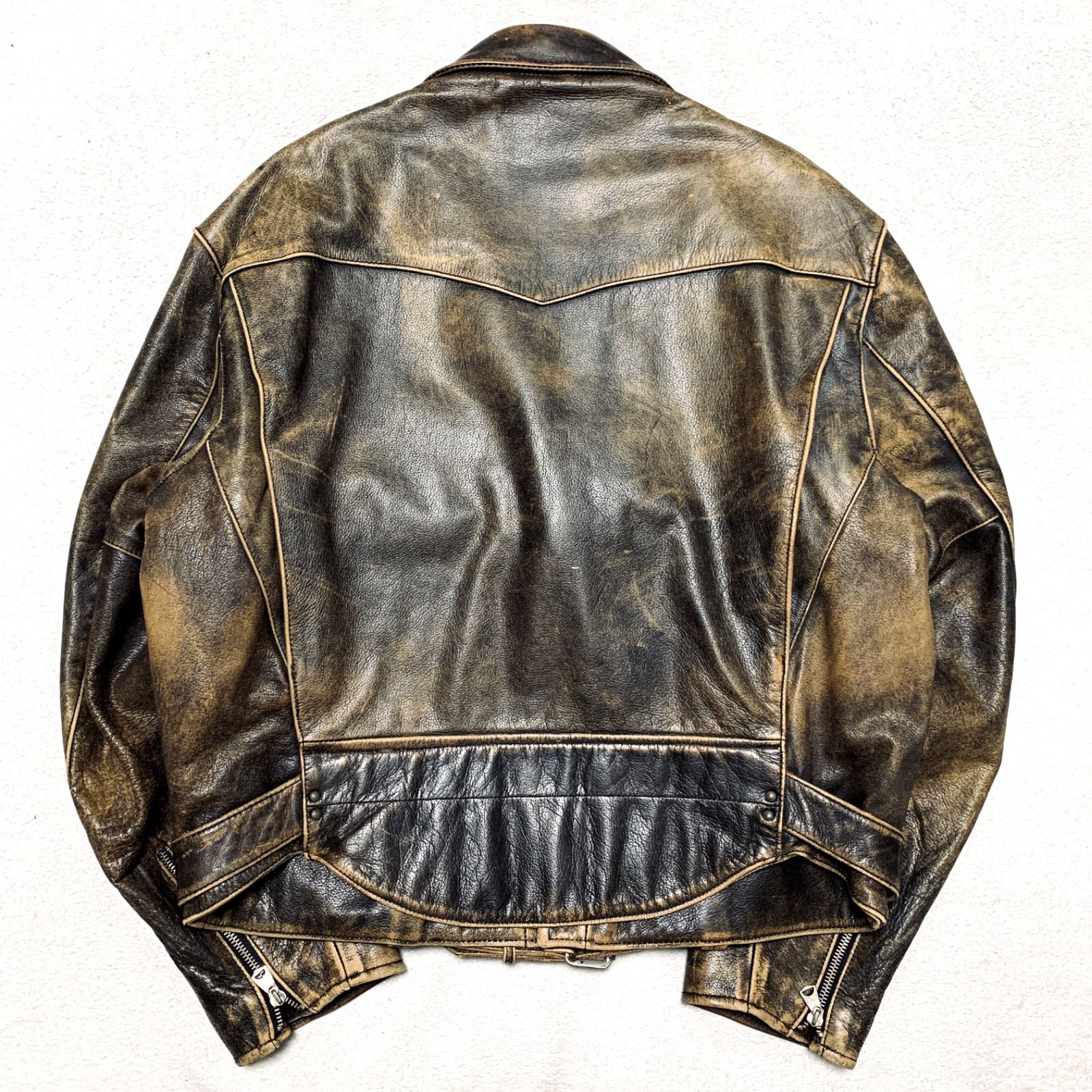 CHEVIGNON レザージャケット ライダースジャケット ダブル 牛革 茶芯