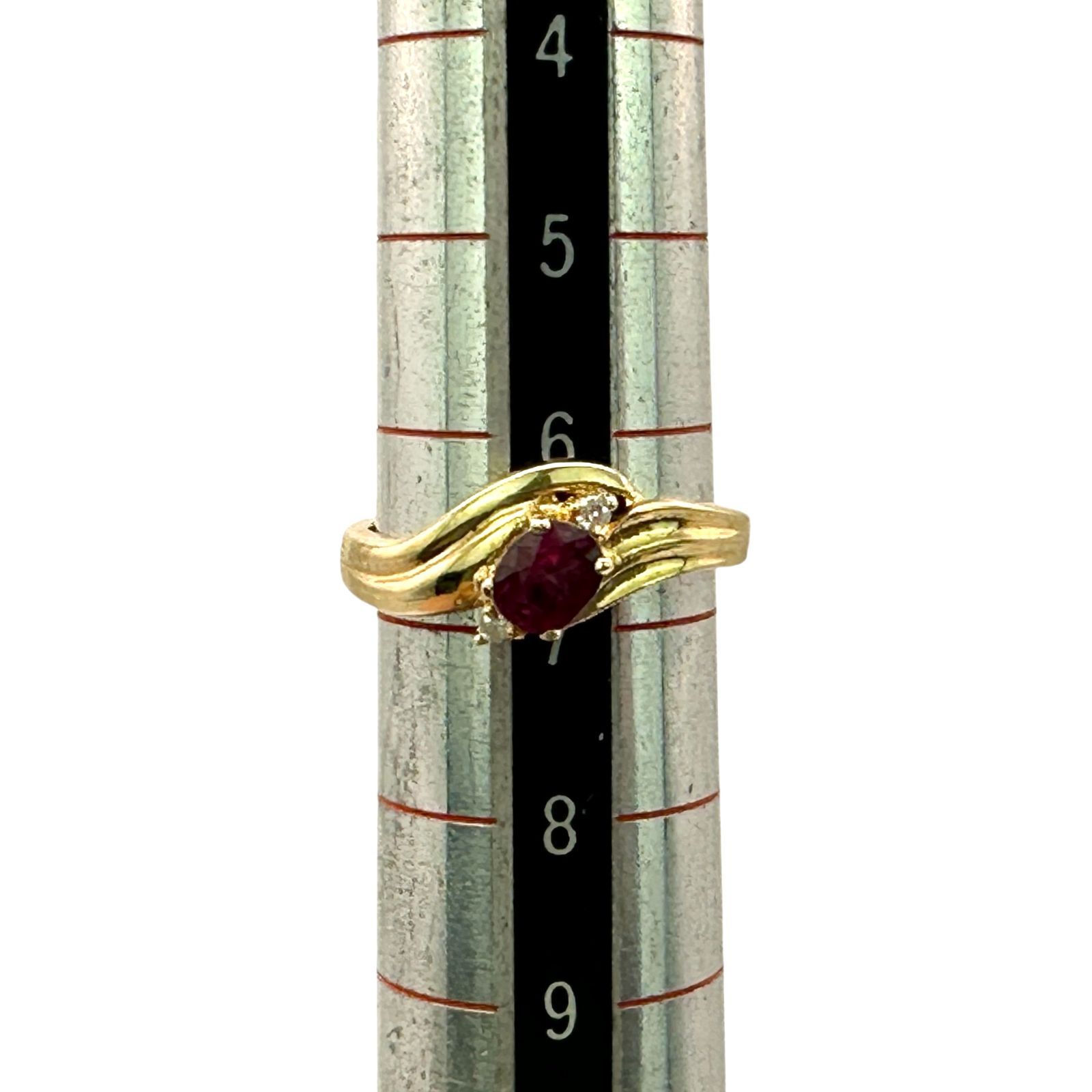 K14 ルビー・ダイヤモンド付きリング 2.2g 6号 レディース