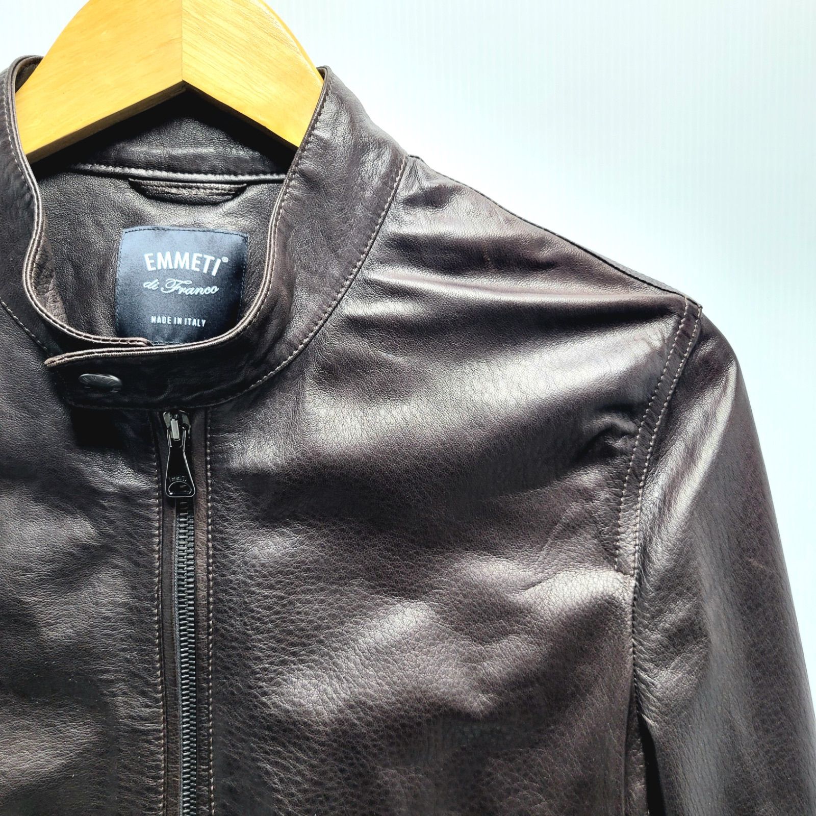 美品✨EMMETI × DESIGNWORKS シングルライダース 46 美品】EMMETI エンメティ ユリ JURI ラムスキン シングルライダース