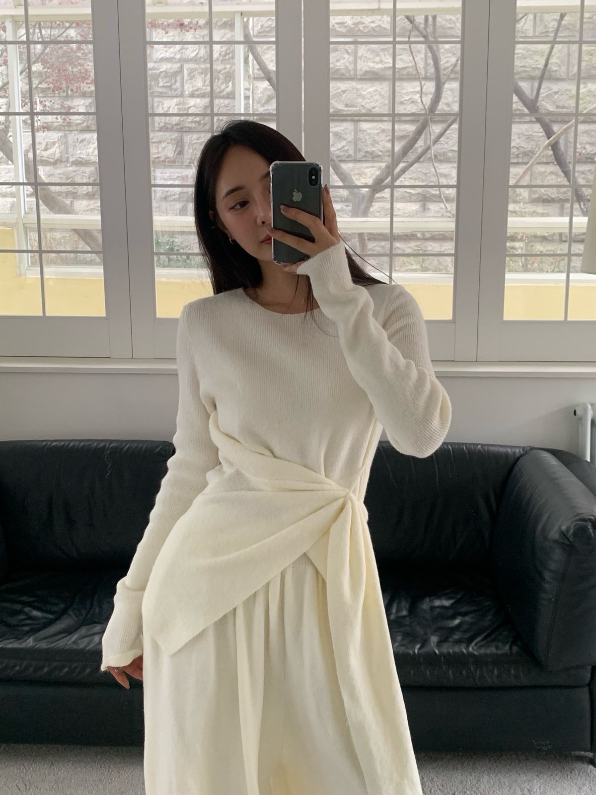 レイヤードニットセットアップset ゲストルック セット デイリー 上 下 カバー オフショルダー