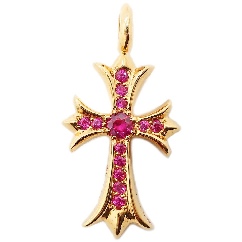 クロムハーツ　タイニーファット　ホワイトゴールド 天白】クロムハーツ タイニーファットクロス ペンダントトップ ピンク