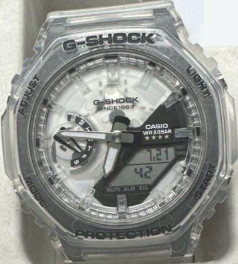 腕時計 メンズ Gショック 2100型 クォーツ ケース幅40 mm Sシリーズ 薄型 軽量 ポリウレタンベルト クリア|ホワイト色 G-SHOCK