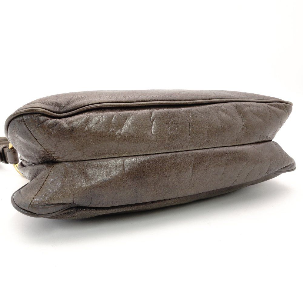 プラダ PRADA ワン ショルダーバッグ ブラウン レザー ゴールド金具