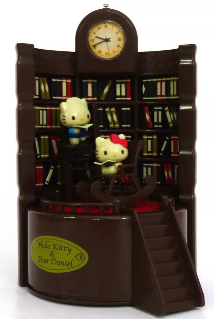 ハローキティアクションレトロラブ本棚時計 置き時計 キティ 中古】置き時計・掛け時計 キティ＆ダニエル ハローキティアクション