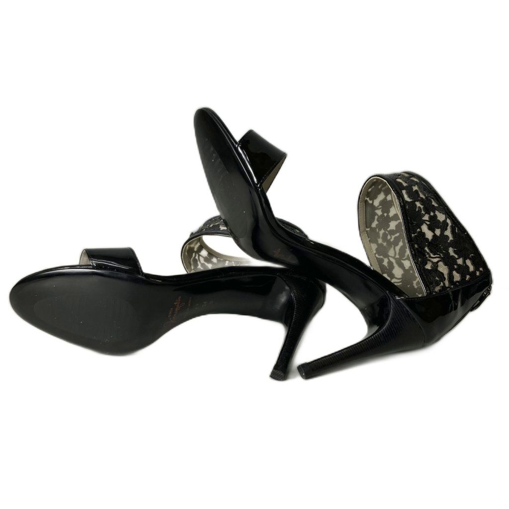 銀座かねまつ GINZA Kanematsu レース ヒール サンダル エナメル 24