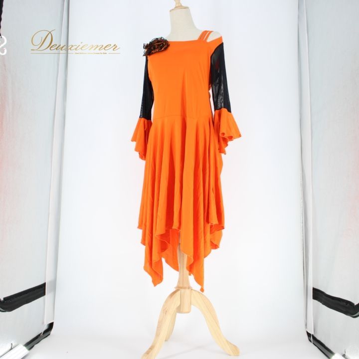 社交ダンスドレス 黒とオレンジ 社交ダンスヘアアクセサリー チュールタイプ GH06 【公式】社交ダンス