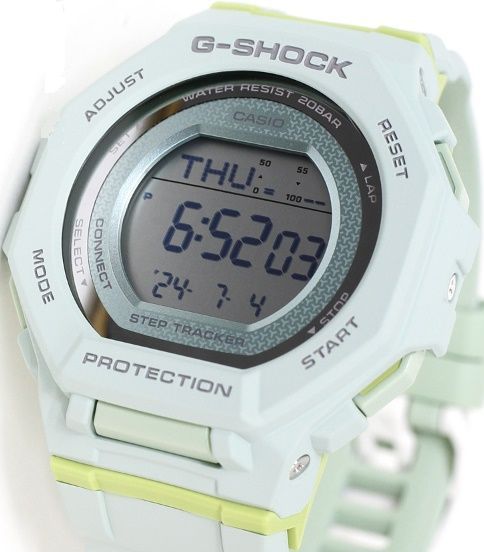 スマートウォッチ メンズ Gショック 300型 クォーツ ケース幅45 mm Sシリーズ ポリウレタンベルト ライトグリーン|ライトブルー色 G-SHOCK