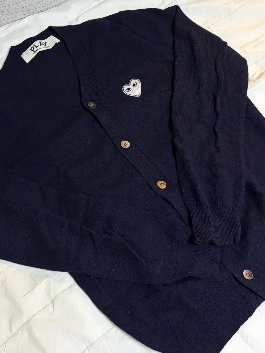 M コム デ ギャルソン ネイビー カーディガン ハート ワッペン