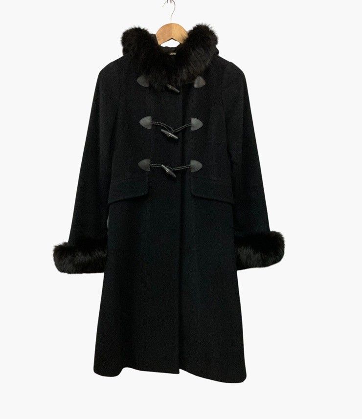 未使用級✨ Harrods フォックスファー モヘア混ウールコート 黒 ハロッズ Harrods ハロッズ アンゴラ混 フォックスファー ダッフルコート