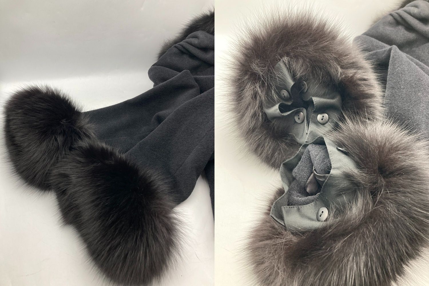 Harrods ハロッズ アンゴラ混ウールコート ロング フォックス Lサイズ