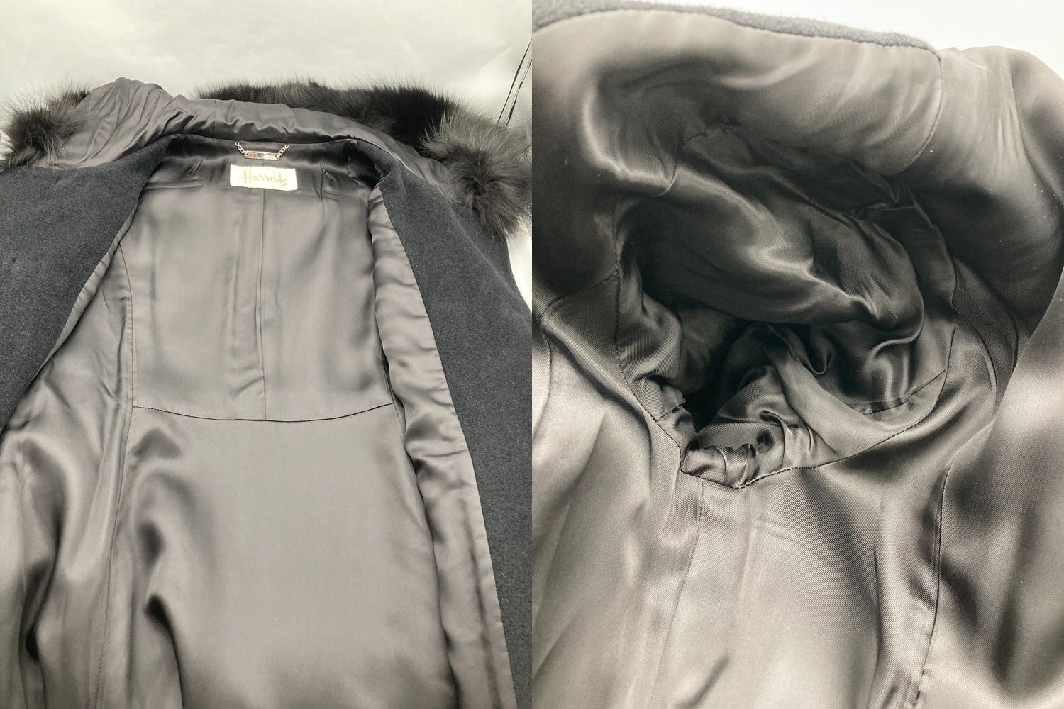 Harrods ハロッズ アンゴラ混 フォックスファー ダッフルコート