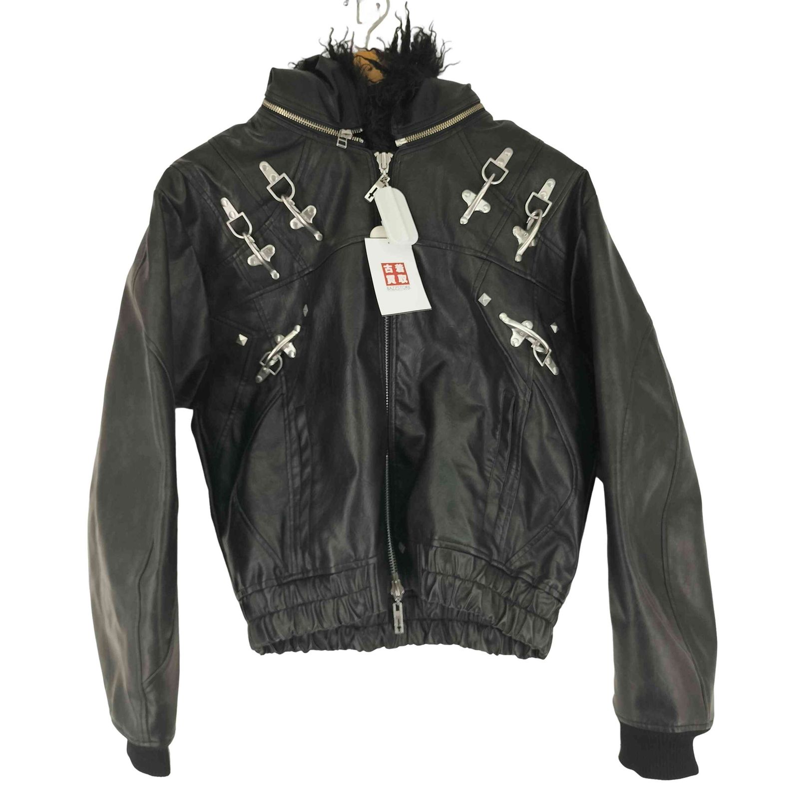 Mens Dark Grey Bomber Leather Jacket with Removable Hood – Decrum