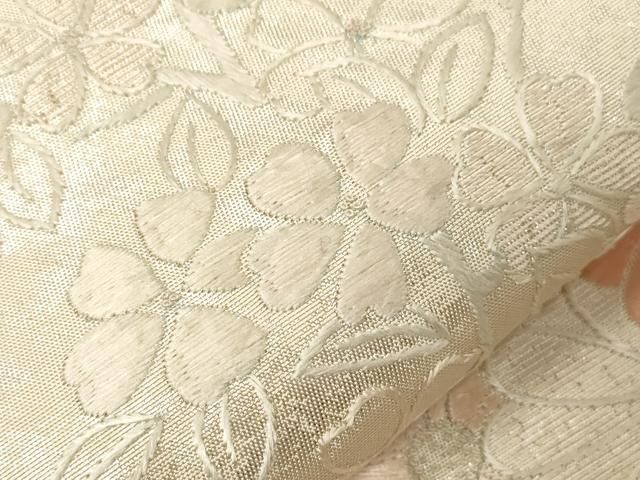 平和屋着物▽中国三大刺繍 相良刺繍 総刺繍 太鼓柄袋帯 草花文 金銀糸