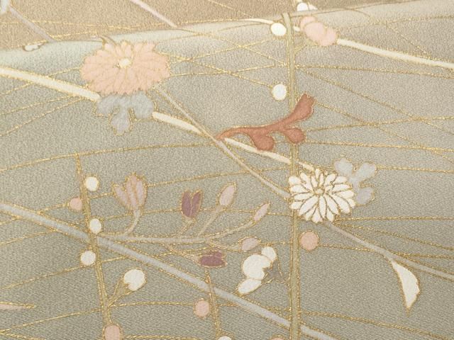 平和屋着物□訪問着 枝菊文 暈し染め 金彩 正絹 逸品 未使用