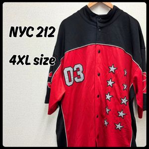 ビックサイズNYC212 ゲームシャツ シューティングシャツ レッド 古着