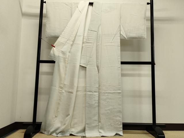 平和屋着物□無地絵羽訪問着 芝地紋 白磁色 正絹 逸品 未使用