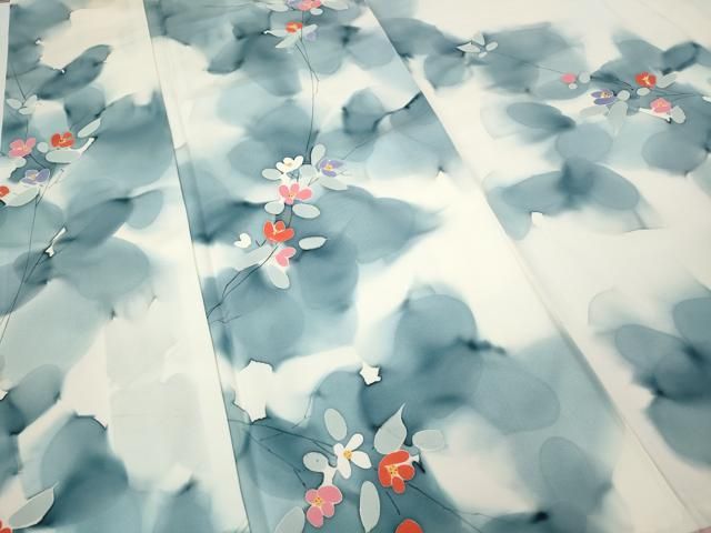 平和屋着物▽上質な小紋 手描き 枝花文 暈し染め 正絹 逸品 CABB6111ut