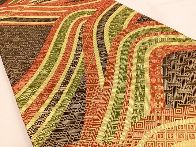 平和屋着物◎佐賀錦 博多織人 黒木織物 本場筑前博多織 六通柄袋帯