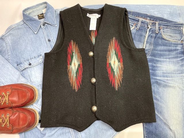 NAMBE WEAVER ナンベ ウィーバー 手織りチマヨベスト NW-V 36031 ポインテッドフロント サイズ36 ブラック