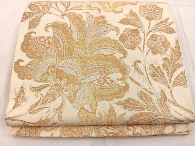 平和屋着物◎六通柄 本袋帯 更紗花文 金銀糸 正絹 逸品 BAAW1541mz