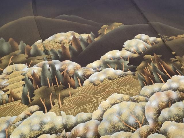 平和屋着物▽豪華色留袖 作家物 遠山風景文 金彩 正絹 逸品 CABA8798th