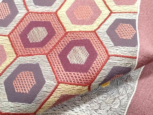 平和屋着物▽訪問着 総刺繍 扇面亀甲花文 正絹 逸品 CABB6826th - メルカリ