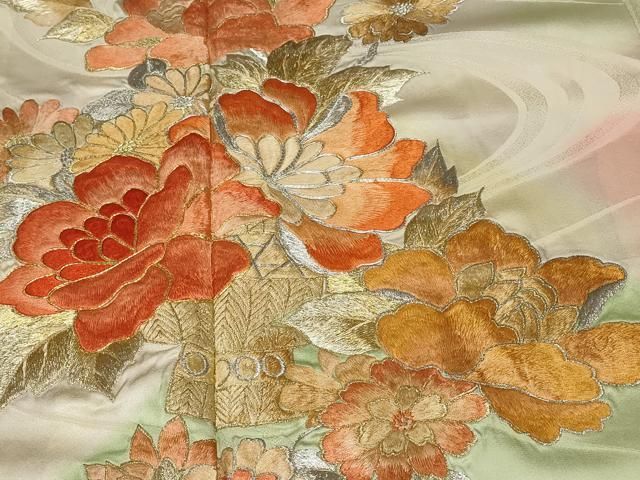 平和屋着物□豪華振袖 駒刺繍 花籠文 暈し染め 金銀彩 正絹 逸品